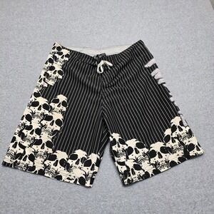 FMF Racing Skull Pinstripe Board Shorts Men's Size X-Large Swim Trunks Beachwear